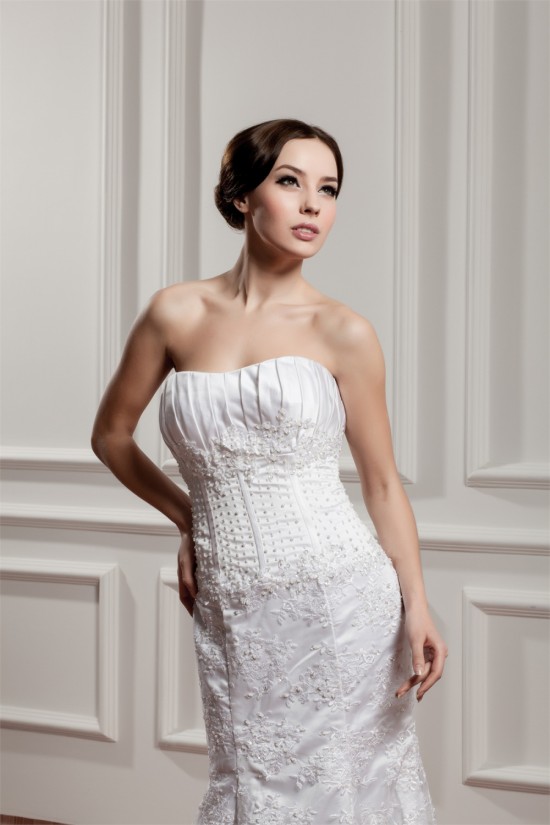 Trumpet/Mermaid Strapless Lace Court Train Beaded Wedding Dresses 2031060 Trumpet/Mermaid Strapless Lace Court Train Beaded Wedding Dresses 2031060