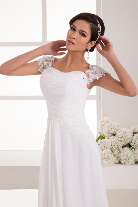 Wonderful A-Line Square Chiffon Lace Floor-Length Wedding Dresses 2031062