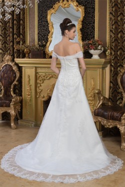 Wonderful Off-the-Shoulder A-Line Sleeveless Beaded Lace Wedding Dresses 2031065