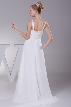 A-Line Chiffon Spaghetti Straps Beaded Wedding Dresses 2030107
