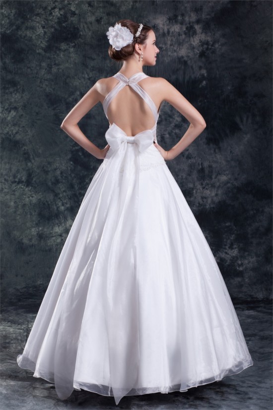 A-Line Satin Lace Organza Halter Sleeveless Embellished Wedding Dresses 2031080 A-Line Satin Lace Organza Halter Sleeveless Embellished Wedding Dresses 2031080