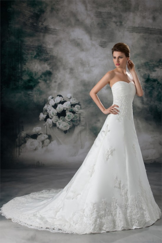 A-Line Sleeveless Sweetheart Lace Fine Netting Wedding Dresses 2031086 A-Line Sleeveless Sweetheart Lace Fine Netting Wedding Dresses 2031086