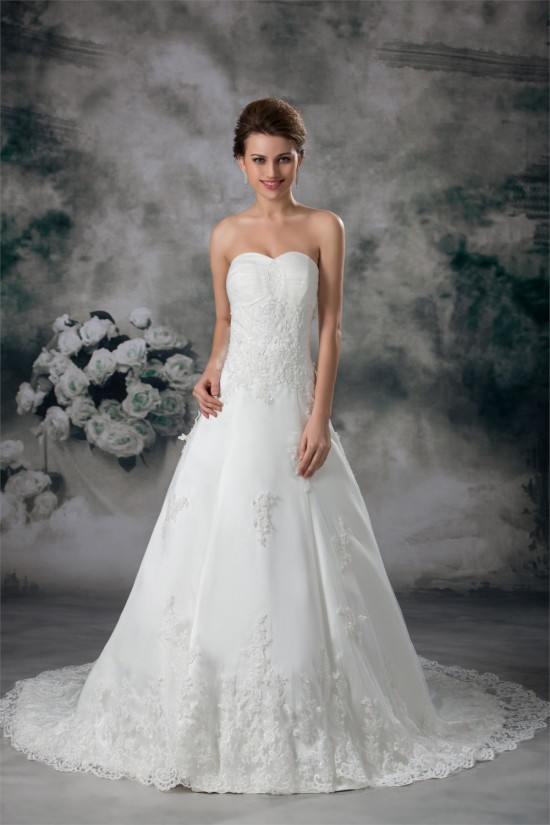 A-Line Sleeveless Sweetheart Lace Fine Netting Wedding Dresses 2031086 A-Line Sleeveless Sweetheart Lace Fine Netting Wedding Dresses 2031086