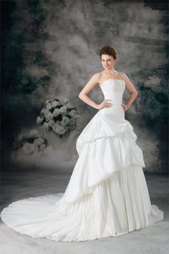 A-Line Soft Sweetheart Taffeta Sleeveless Beaded Applique Wedding Dresses 2031091 A-Line Soft Sweetheart Taffeta Sleeveless Beaded Applique Wedding Dresses 2031091