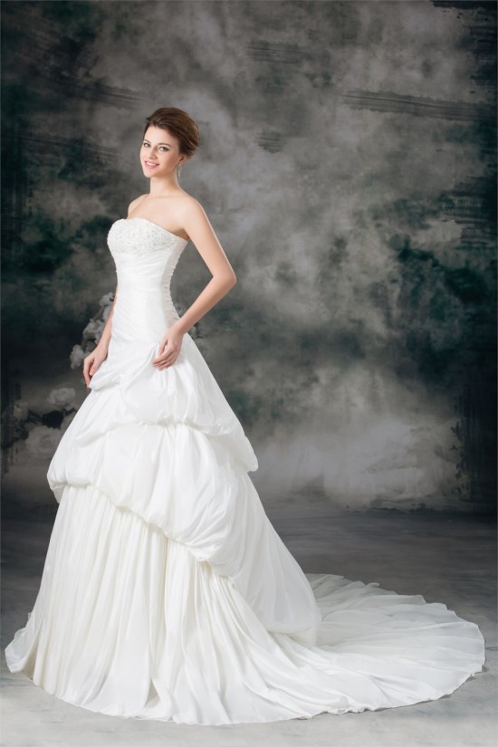 A-Line Soft Sweetheart Taffeta Sleeveless Beaded Applique Wedding Dresses 2031091 A-Line Soft Sweetheart Taffeta Sleeveless Beaded Applique Wedding Dresses 2031091