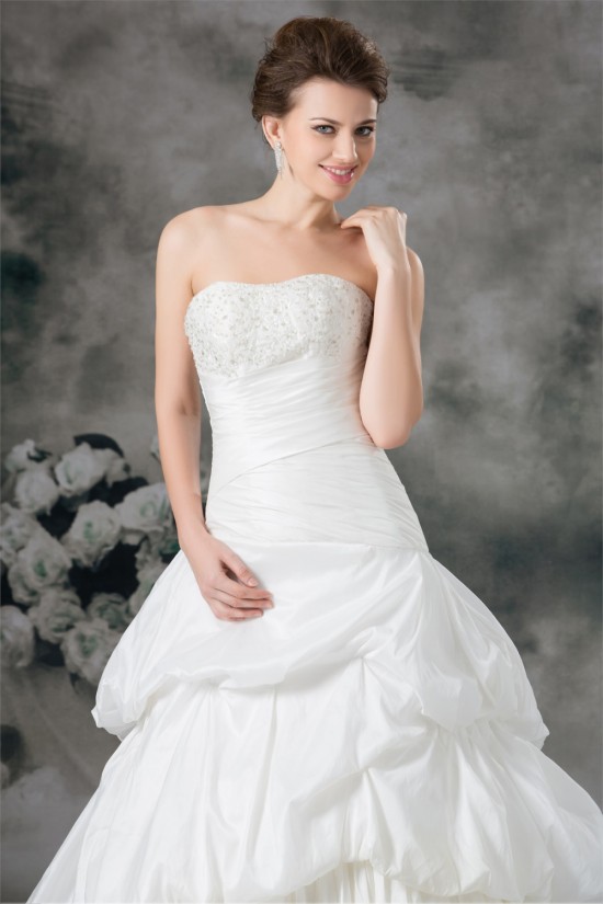 A-Line Soft Sweetheart Taffeta Sleeveless Beaded Applique Wedding Dresses 2031091 A-Line Soft Sweetheart Taffeta Sleeveless Beaded Applique Wedding Dresses 2031091