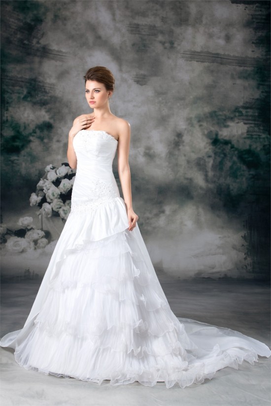 A-Line Strapless Organza Taffeta Sleeveless Best Wedding Dresses 2031093 A-Line Strapless Organza Taffeta Sleeveless Best Wedding Dresses 2031093
