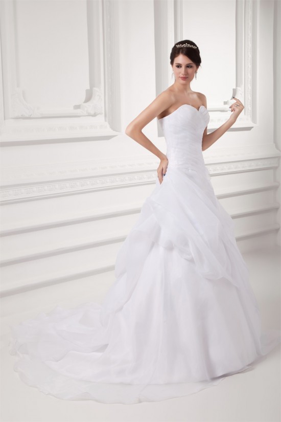 A-Line Sweetheart Satin Organza Sleeveless Wedding Dresses 2031095 A-Line Sweetheart Satin Organza Sleeveless Wedding Dresses 2031095
