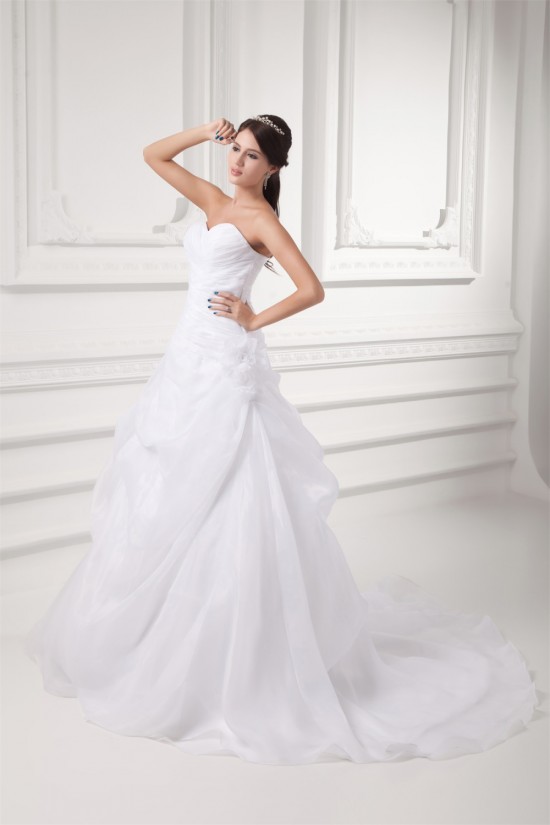 A-Line Sweetheart Satin Organza Sleeveless Wedding Dresses 2031095 A-Line Sweetheart Satin Organza Sleeveless Wedding Dresses 2031095