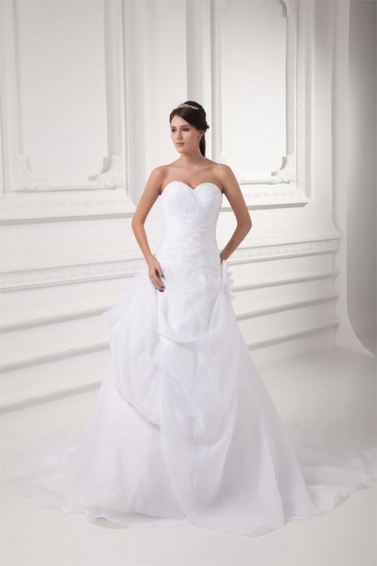 A-Line Sweetheart Satin Organza Sleeveless Wedding Dresses 2031095 A-Line Sweetheart Satin Organza Sleeveless Wedding Dresses 2031095