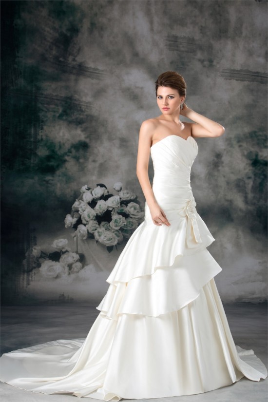 A-Line Sweetheart Satin Sleeveless Embellished Wedding Dresses 2031097 A-Line Sweetheart Satin Sleeveless Embellished Wedding Dresses 2031097