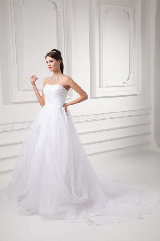 Amazing A-Line Strapless Sleeveless Satin Organza Wedding Dresses 2031102 Amazing A-Line Strapless Sleeveless Satin Organza Wedding Dresses 2031102
