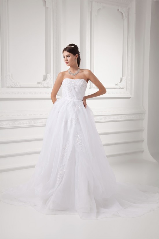 Amazing A-Line Strapless Sleeveless Satin Organza Wedding Dresses 2031102 Amazing A-Line Strapless Sleeveless Satin Organza Wedding Dresses 2031102