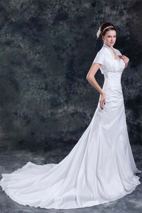Amazing A-Line Sweetheart Taffeta Beaded Wedding Dresses with A Short Sleeve Jacket 2031104 Amazing A-Line Sweetheart Taffeta Beaded Wedding Dresses with A Short Sleeve Jacket 2031104
