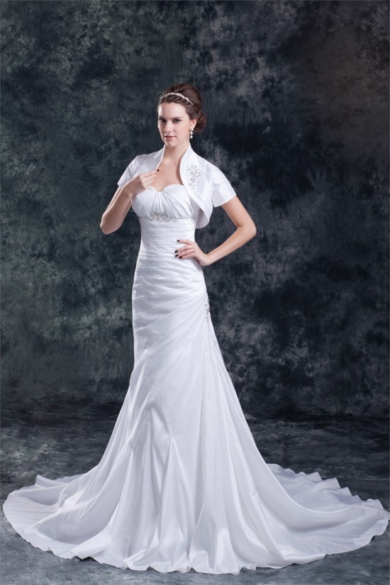 Amazing A-Line Sweetheart Taffeta Beaded Wedding Dresses with A Short Sleeve Jacket 2031104 Amazing A-Line Sweetheart Taffeta Beaded Wedding Dresses with A Short Sleeve Jacket 2031104