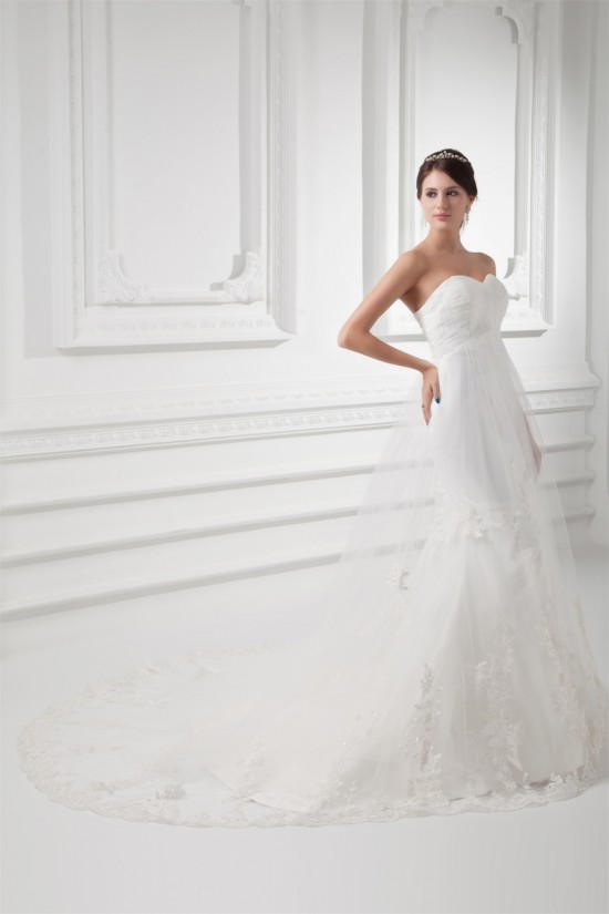 Amazing Sleeveless Satin Fine Netting Trumpet/Mermaid Sweetheart Wedding Dresses 2031115