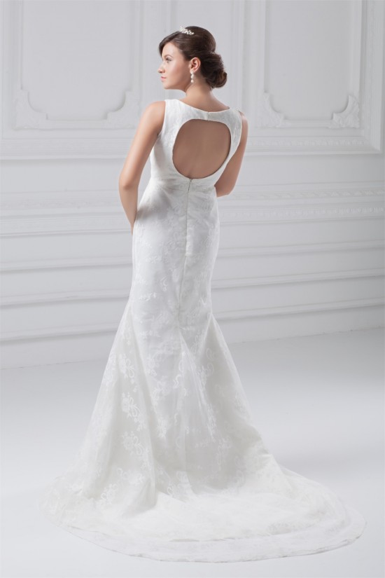 Amazing Sleeveless Sheath/Column Satin Lace V-Neck Wedding Dresses 2031116 Amazing Sleeveless Sheath/Column Satin Lace V-Neck Wedding Dresses 2031116