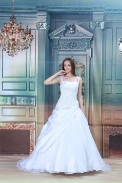attractive Sleeveless Satin Straps A-Line Most Beautiful Wedding Dresses 2031121