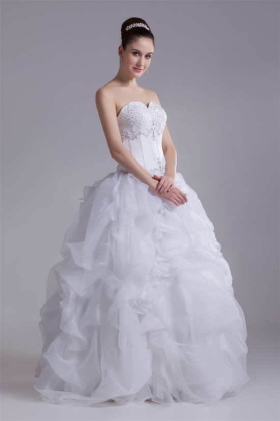 Ball Gown Sleeveless Satin Organza Sweetheart Beaded Wedding Dresses 2031124 Ball Gown Sleeveless Satin Organza Sweetheart Beaded Wedding Dresses 2031124