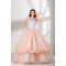 Ball Gown Sleeveless Scoop Satin Organza Fine Netting Wedding Dresses 2031125