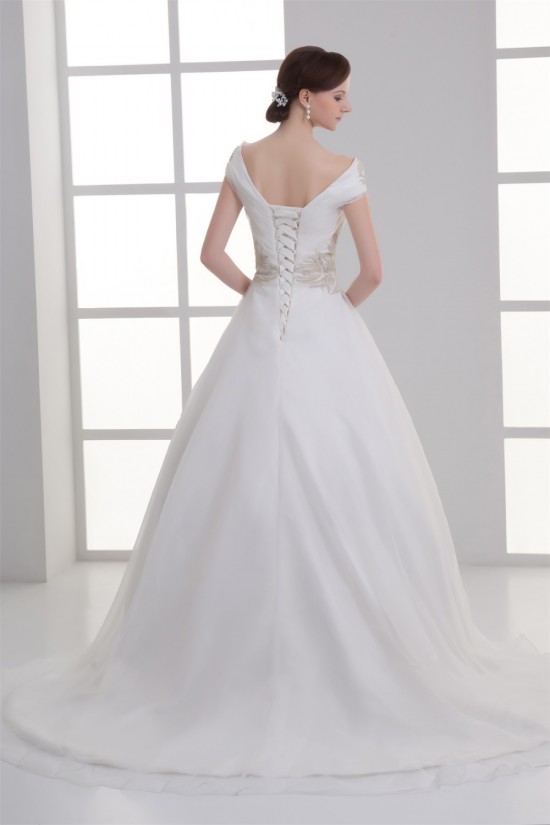 Beautiful Ball Gown V-Neck Sleeveless Satin Organza Beaded Wedding Dresses 2031130 Beautiful Ball Gown V-Neck Sleeveless Satin Organza Beaded Wedding Dresses 2031130