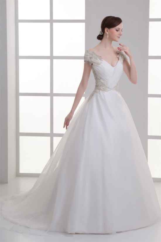 Beautiful Ball Gown V-Neck Sleeveless Satin Organza Beaded Wedding Dresses 2031130 Beautiful Ball Gown V-Neck Sleeveless Satin Organza Beaded Wedding Dresses 2031130
