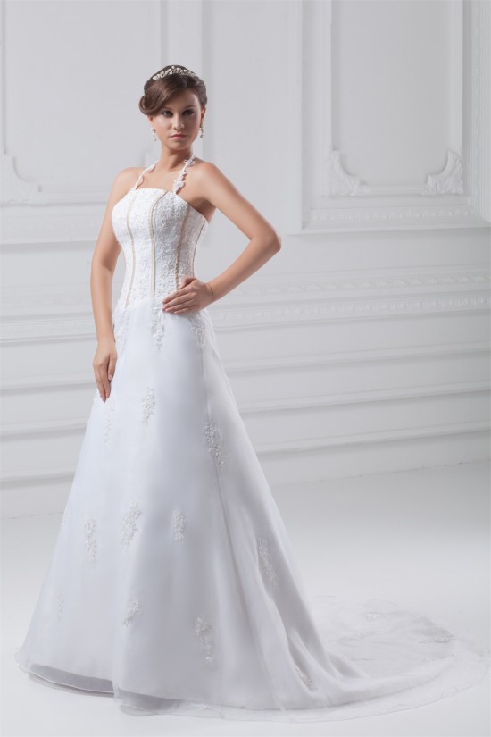 Beautiful Sleeveless Satin Organza A-Line Halter Wedding Dresses 2031135 Beautiful Sleeveless Satin Organza A-Line Halter Wedding Dresses 2031135