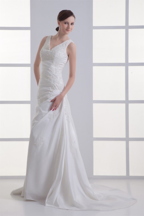 Beautiful Sleeveless V-Neck Taffeta Sheath/Column Lace Wedding Dresses 2031136 Beautiful Sleeveless V-Neck Taffeta Sheath/Column Lace Wedding Dresses 2031136