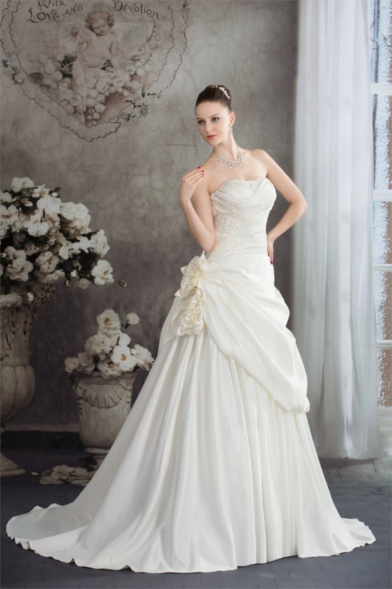 A-Line Strapless Court Train Beaded Lace Wedding Dresses 2030114 A-Line Strapless Court Train Beaded Lace Wedding Dresses 2030114
