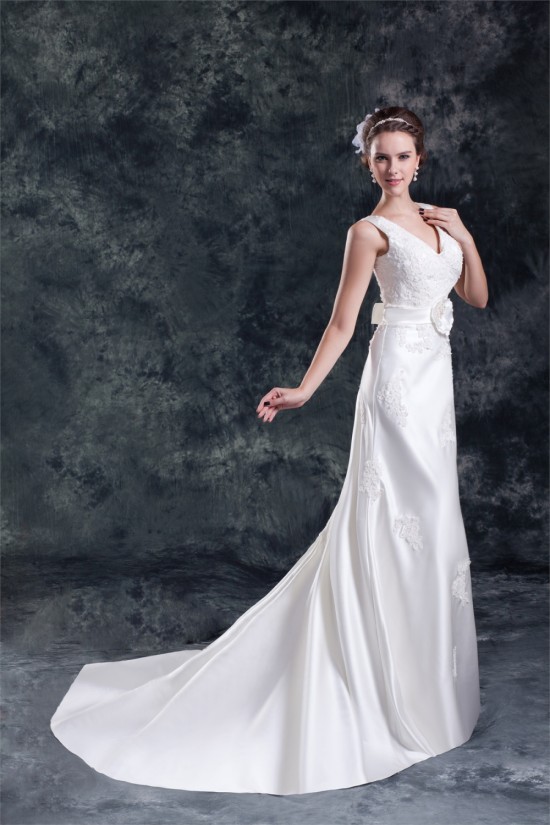 Breathtaking V-Neck Sleeveless A-Line Satin New Arrival Wedding Dresses 2031143 Breathtaking V-Neck Sleeveless A-Line Satin New Arrival Wedding Dresses 2031143