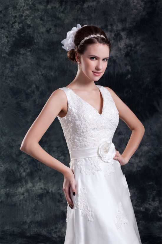 Breathtaking V-Neck Sleeveless A-Line Satin New Arrival Wedding Dresses 2031143 Breathtaking V-Neck Sleeveless A-Line Satin New Arrival Wedding Dresses 2031143