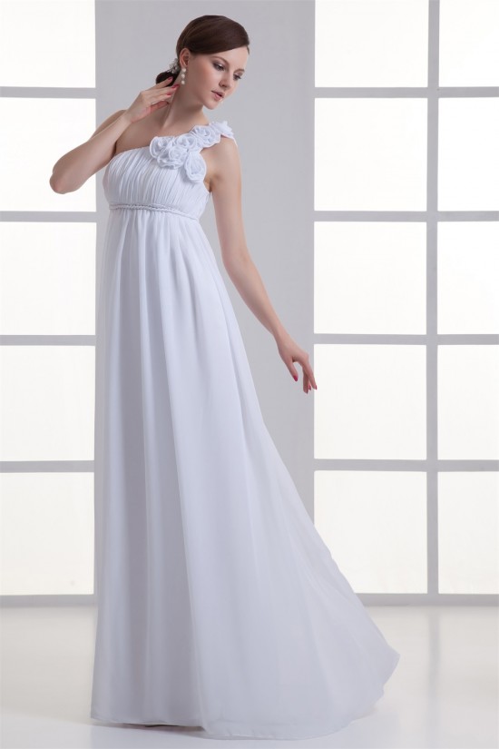 Brush Sweep Train Chiffon One-Shoulder Wedding Dresses Maternity Wedding Dresses 2031144 Brush Sweep Train Chiffon One-Shoulder Wedding Dresses Maternity Wedding Dresses 2031144