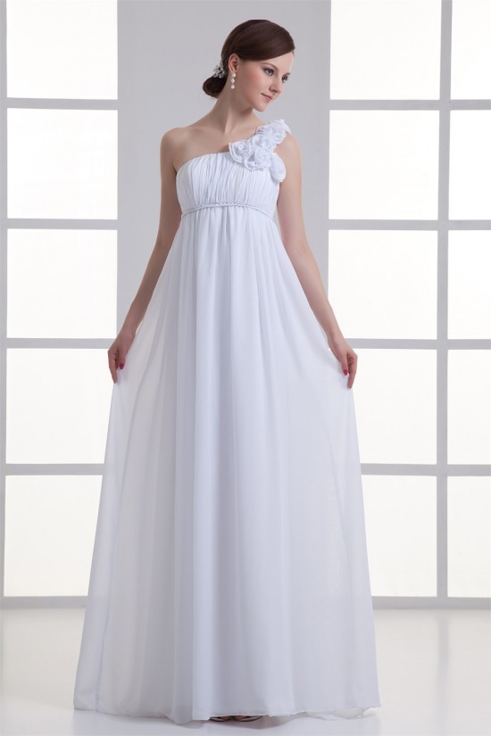 Brush Sweep Train Chiffon One-Shoulder Wedding Dresses Maternity Wedding Dresses 2031144 Brush Sweep Train Chiffon One-Shoulder Wedding Dresses Maternity Wedding Dresses 2031144