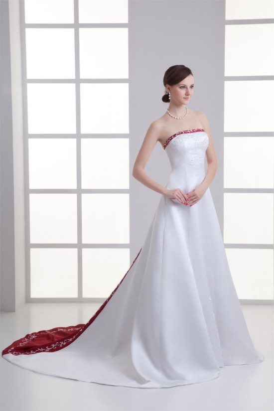 Charming Satin A-Line Sleeveless Strapless Embellished Wedding Dresses 2031147 Charming Satin A-Line Sleeveless Strapless Embellished Wedding Dresses 2031147