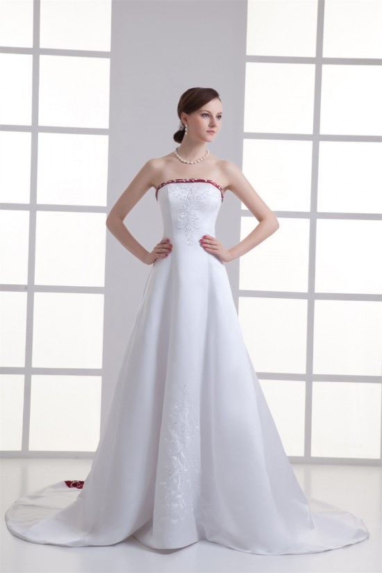 Charming Satin A-Line Sleeveless Strapless Embellished Wedding Dresses 2031147 Charming Satin A-Line Sleeveless Strapless Embellished Wedding Dresses 2031147