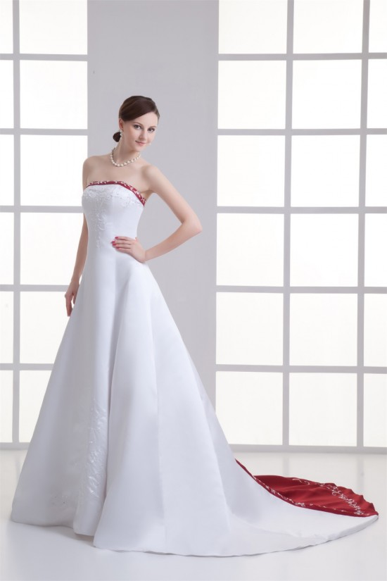 Charming Satin A-Line Sleeveless Strapless Embellished Wedding Dresses 2031147 Charming Satin A-Line Sleeveless Strapless Embellished Wedding Dresses 2031147