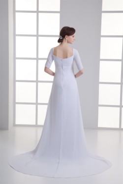 Chiffon Satin Bowl Sheath/Column Half Elbow Sleeve Wedding Dresses Maternity Wedding Dresses 2031150