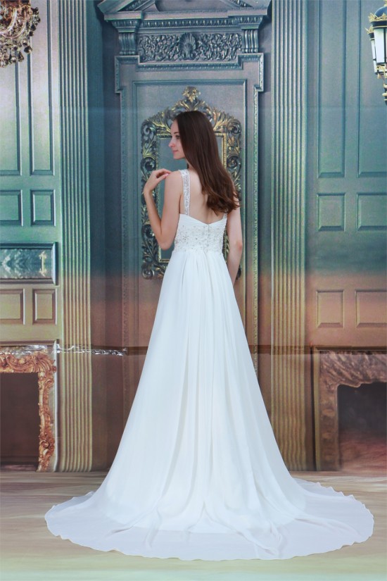 Chiffon Satin Straps A-Line Sleeveless Beaded Lace Beautiful Wedding Dresses 2031157 Chiffon Satin Straps A-Line Sleeveless Beaded Lace Beautiful Wedding Dresses 2031157