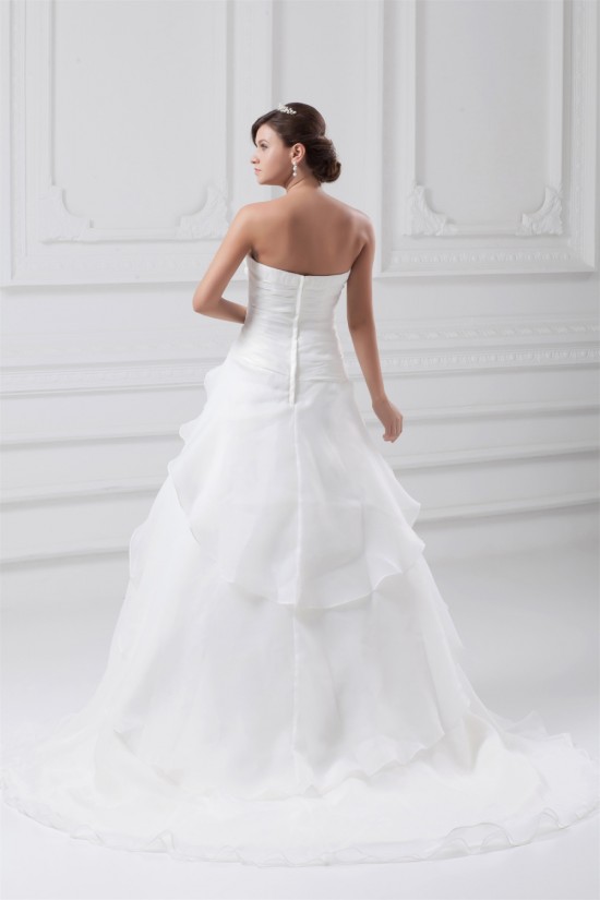 Elegant Strapless Satin Organza Sleeveless A-Line Wedding Dresses 2031174 Elegant Strapless Satin Organza Sleeveless A-Line Wedding Dresses 2031174