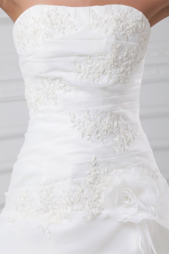 Elegant Strapless Satin Organza Sleeveless A-Line Wedding Dresses 2031174 Elegant Strapless Satin Organza Sleeveless A-Line Wedding Dresses 2031174
