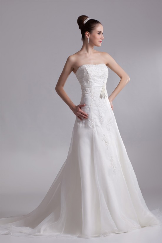 Fantastic Sleeveless Satin Organza A-Line Strapless Wedding Dresses 2031183 Fantastic Sleeveless Satin Organza A-Line Strapless Wedding Dresses 2031183
