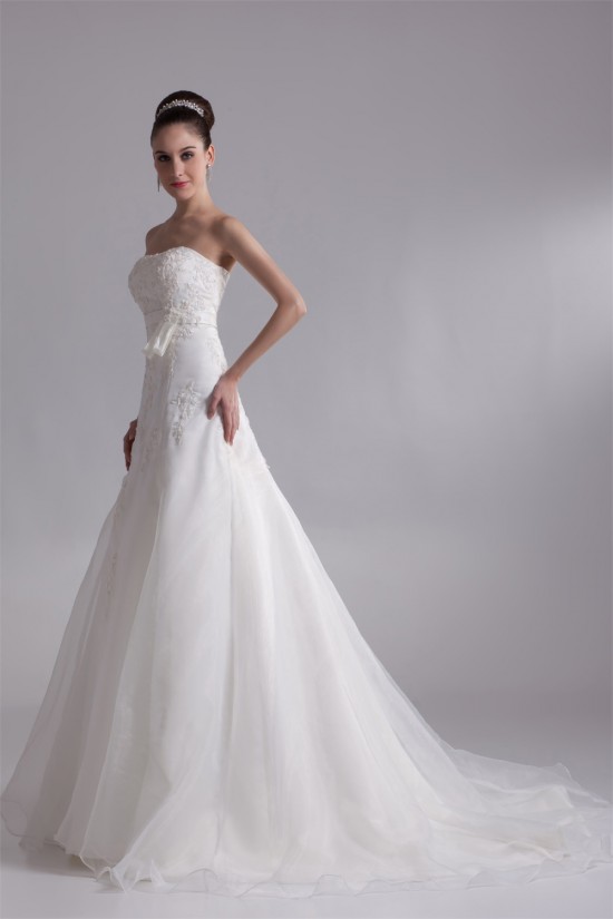 Fantastic Sleeveless Satin Organza A-Line Strapless Wedding Dresses 2031183 Fantastic Sleeveless Satin Organza A-Line Strapless Wedding Dresses 2031183
