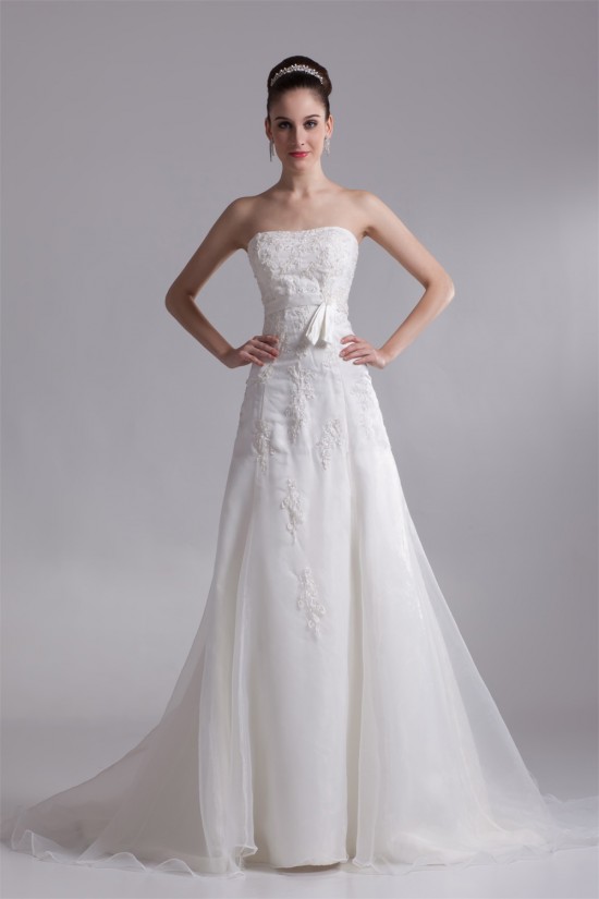 Fantastic Sleeveless Satin Organza A-Line Strapless Wedding Dresses 2031183 Fantastic Sleeveless Satin Organza A-Line Strapless Wedding Dresses 2031183