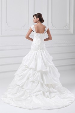 Fantastic Straps Sleeveless A-Line Taffeta Wedding Dresses 2031184