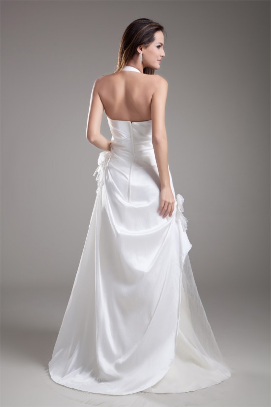 Fantastic Taffeta Sleeveless Sheath/Column Halter Wedding Dresses 2031186
