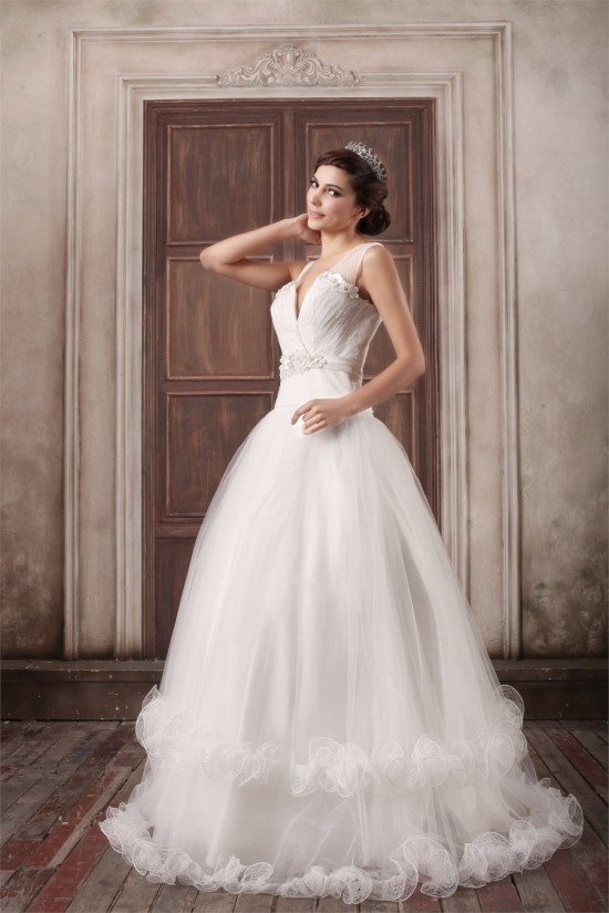 Fantastic V-Neck Princess Satin Fine Netting Wedding Dresses 2031188 Fantastic V-Neck Princess Satin Fine Netting Wedding Dresses 2031188