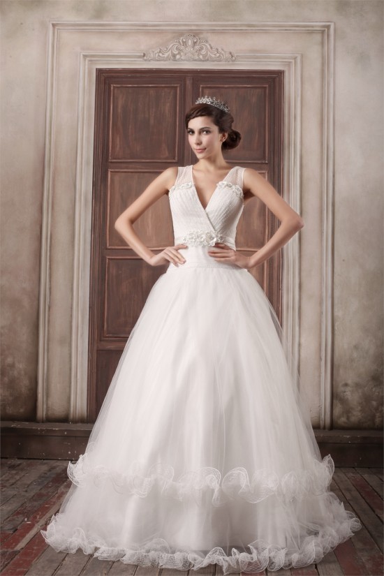 Fantastic V-Neck Princess Satin Fine Netting Wedding Dresses 2031188 Fantastic V-Neck Princess Satin Fine Netting Wedding Dresses 2031188