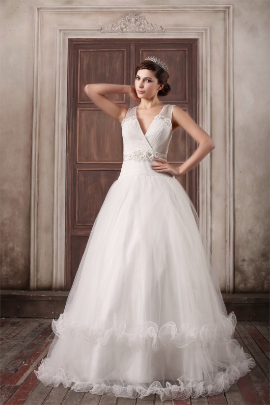 Fantastic V-Neck Princess Satin Fine Netting Wedding Dresses 2031188 Fantastic V-Neck Princess Satin Fine Netting Wedding Dresses 2031188