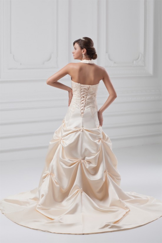 Fashionable Sleeveless Ball Gown Satin Halter Wedding Dresses with Color 2031194 Fashionable Sleeveless Ball Gown Satin Halter Wedding Dresses with Color 2031194