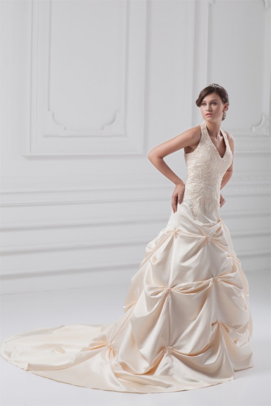 Fashionable Sleeveless Ball Gown Satin Halter Wedding Dresses with Color 2031194 Fashionable Sleeveless Ball Gown Satin Halter Wedding Dresses with Color 2031194